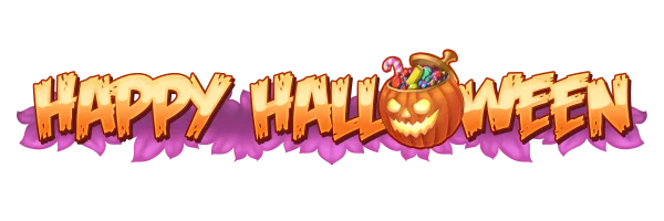 Happy Halloween Text with Pumpkin Candy PNG