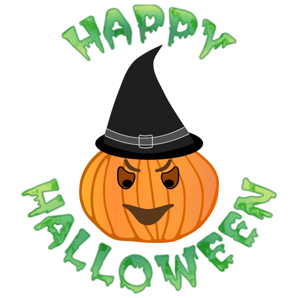 Happy Halloween Pumpkin Witch Hat PNG