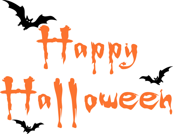 Happy Halloween Dripping Text with Bats PNG