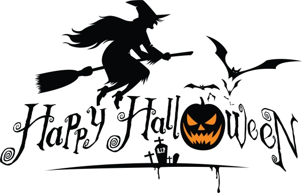 Happy Halloween Witch and Jack-o'-lantern PNG