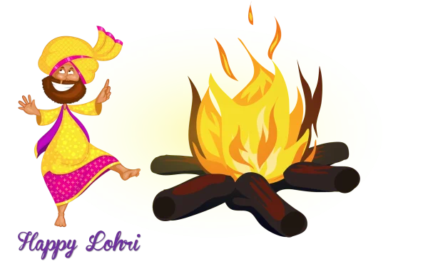 Happy Lohri Celebration Bonfire PNG