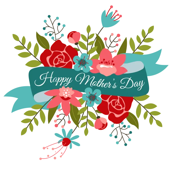 Happy Mother's Day Floral Banner PNG Transparent Background