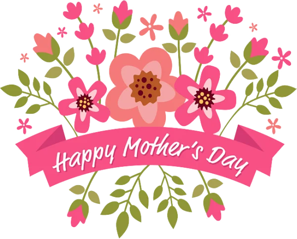 Happy Mother's Day Floral Banner PNG