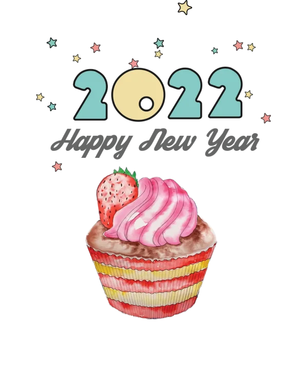 Happy New Year 2022 Cupcake Greeting PNG