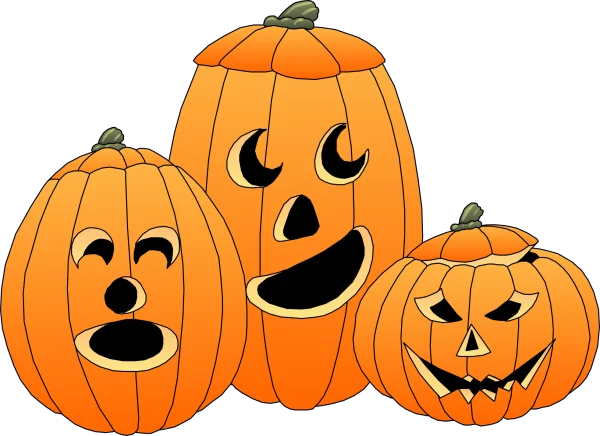 Three Halloween Jack-o'-Lanterns PNG