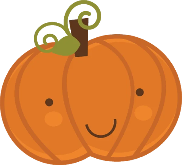 Cute Cartoon Pumpkin with Happy Face PNG
