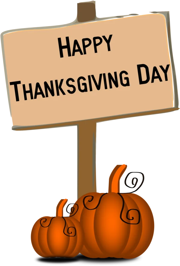 Happy Thanksgiving Day Sign with Pumpkins PNG