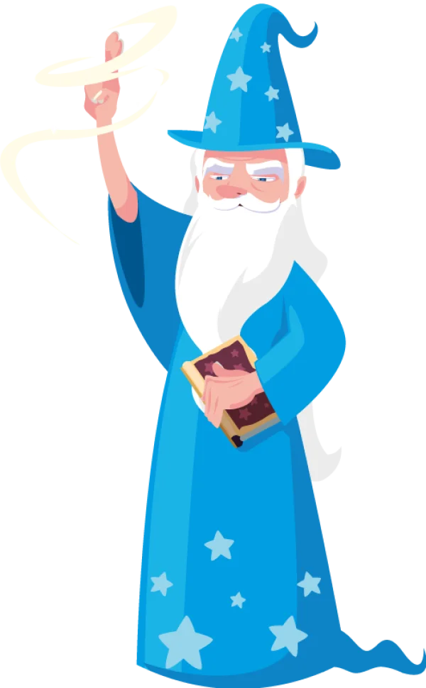 Cartoon Wizard Casting Spell PNG Transparent Background