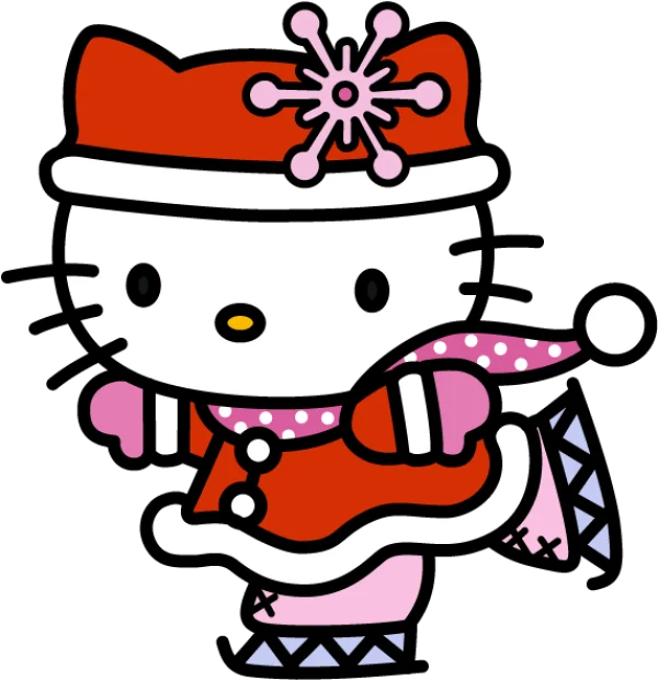 Hello Kitty Winter Ice Skater PNG Transparent Background