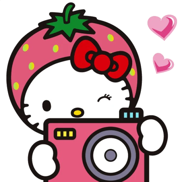 Hello Kitty Strawberry Hat Camera PNG Transparent Background