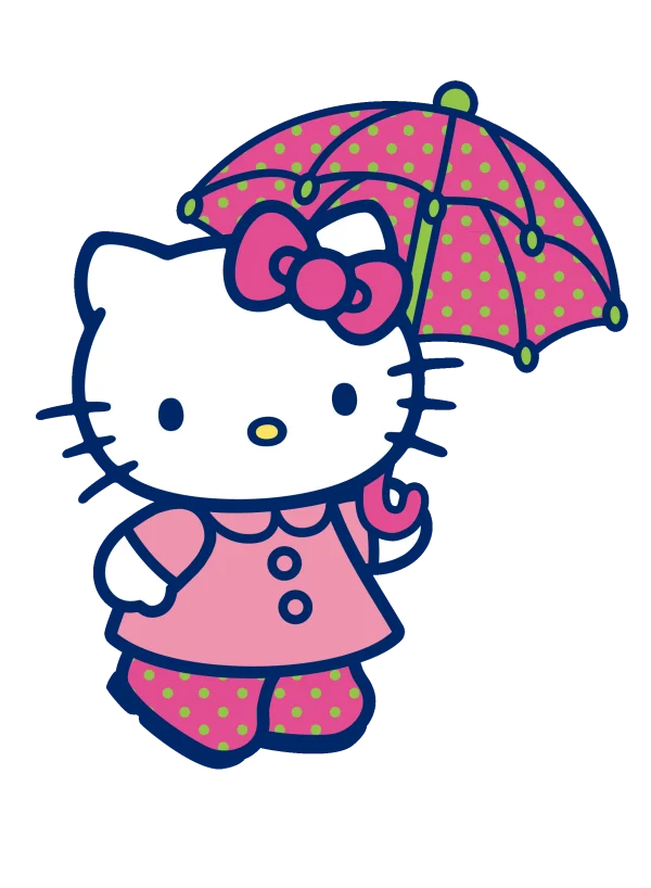 Hello Kitty with Pink Umbrella Transparent PNG