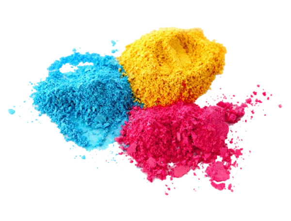 CMYK Color Powder Piles Transparent Background