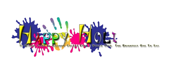 Happy Holi Colorful Text with Paint Splatters PNG