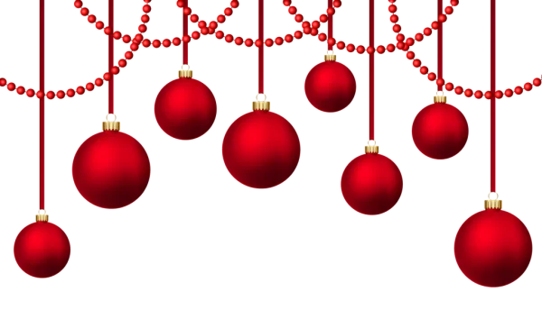 Hanging Red Christmas Ornaments Garland PNG