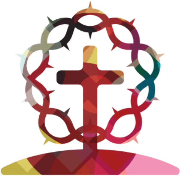 Mosaic Cross with Crown of Thorns PNG Transparent Background
