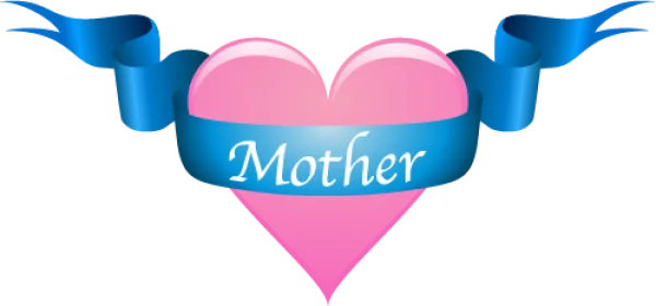 Pink Heart with Mother Ribbon PNG Transparent Background