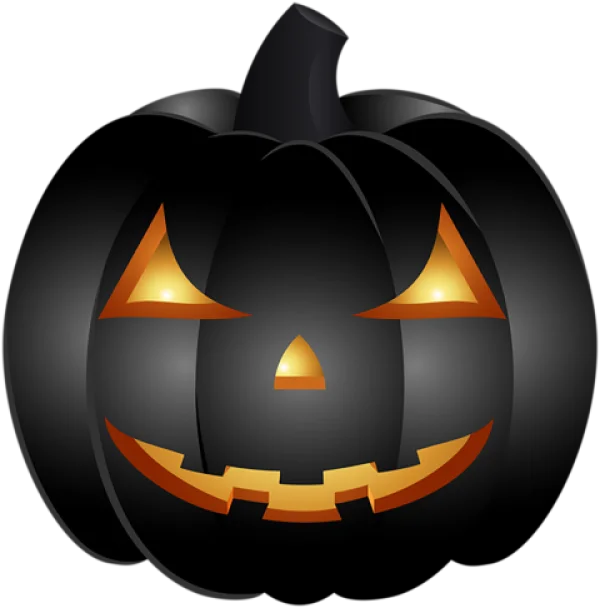 Glowing Black Halloween Jack-O'-Lantern PNG