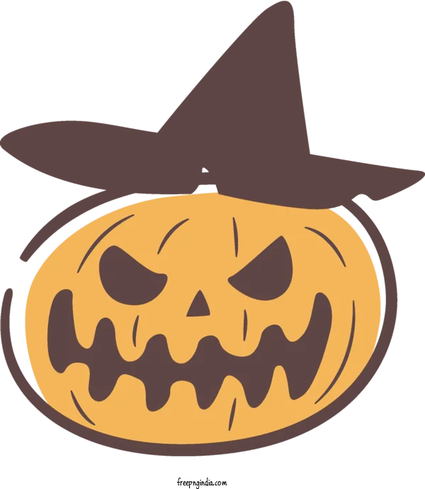 Halloween Jack-o'-Lantern with Witch Hat PNG