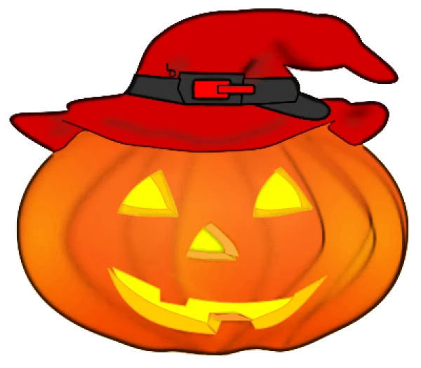 Halloween Pumpkin with Witch Hat PNG