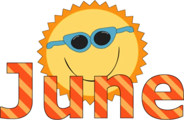 Happy Sun June Text PNG Transparent Background