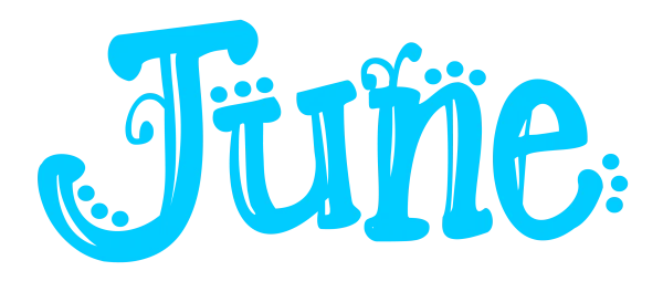 Stylized Cyan June Text PNG Transparent Background