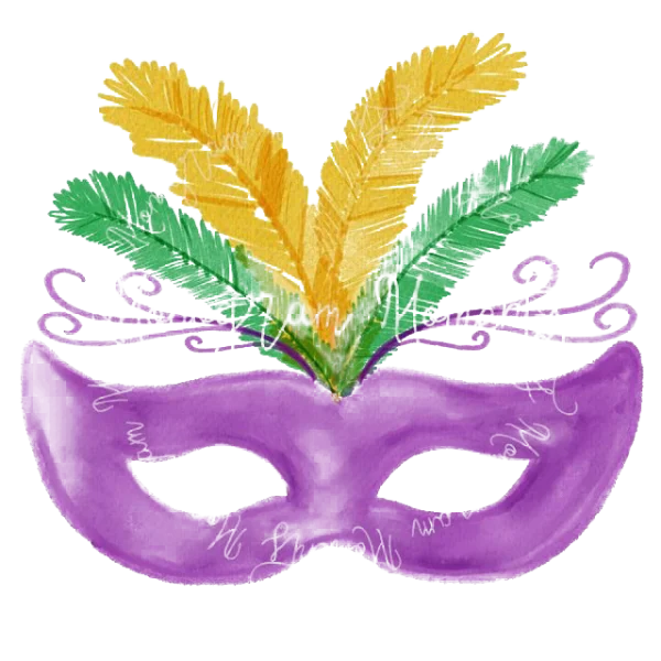 Purple Feathered Mardi Gras Mask PNG