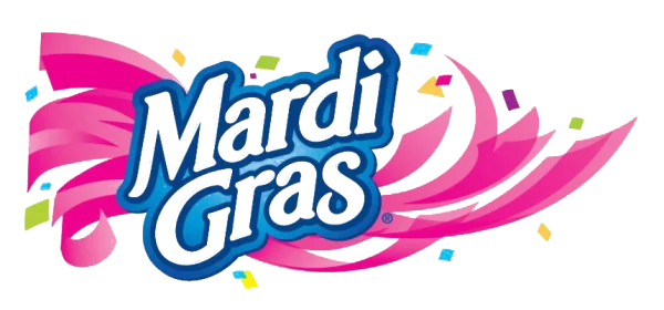 Mardi Gras Logo with Confetti and Ribbons