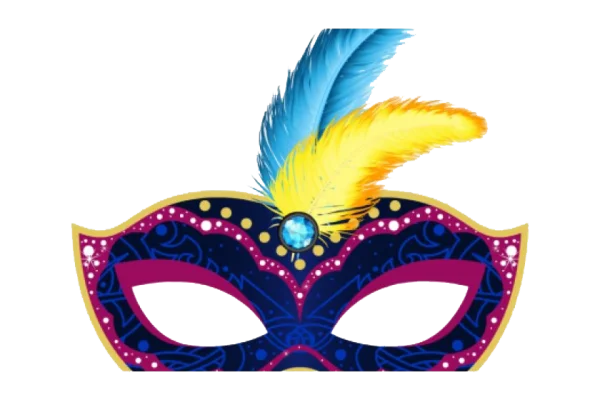 Vibrant Masquerade Mask with Feathers PNG