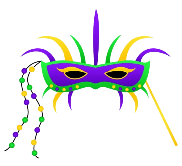 Mardi Gras Mask with Beads PNG Transparent Background