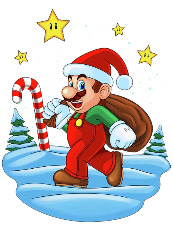 Christmas Luigi with Candy Cane PNG