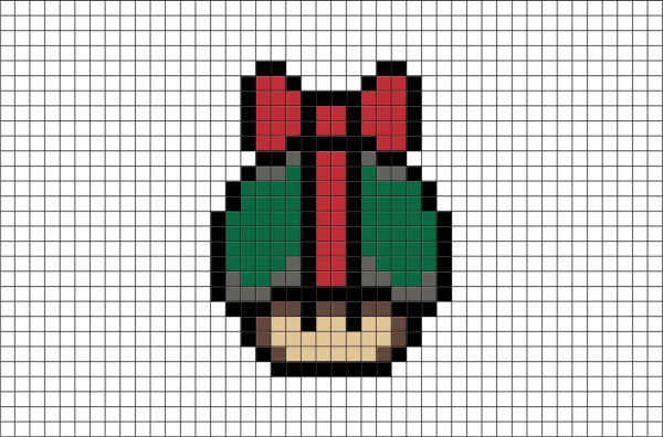 Pixel Art Christmas Gift with Red Bow PNG