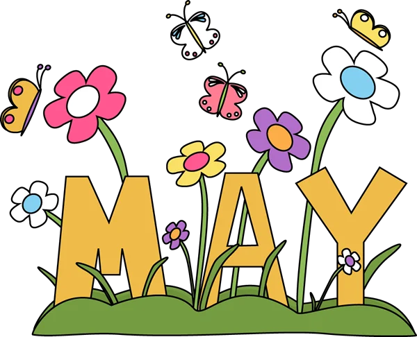 Colorful May Lettering with Spring Elements