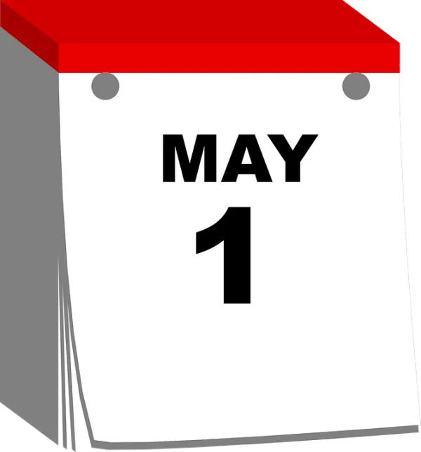 May 1st Calendar Page PNG Transparent