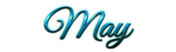 May Word Art Blue Glow PNG Transparent