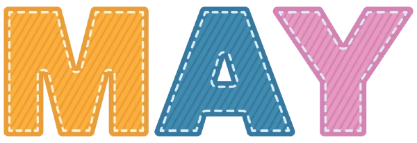 Stitched May Text PNG Transparent Background