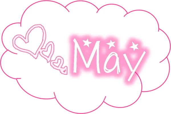 Pink May Cloud with Hearts PNG Transparent Background