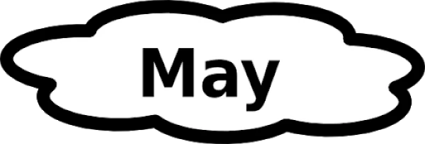 May Word in Cloud Shape PNG Transparent Background