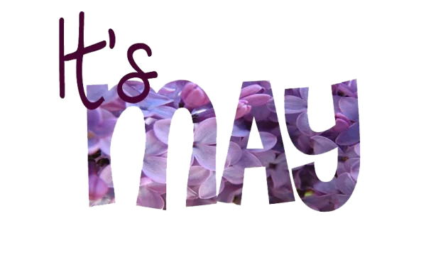 It's May Floral Text with Lilac Flowers PNG