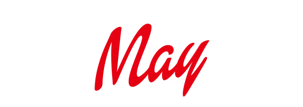 Red Script "May" Text PNG