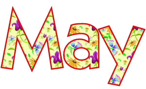Floral May Text PNG with Transparent Background