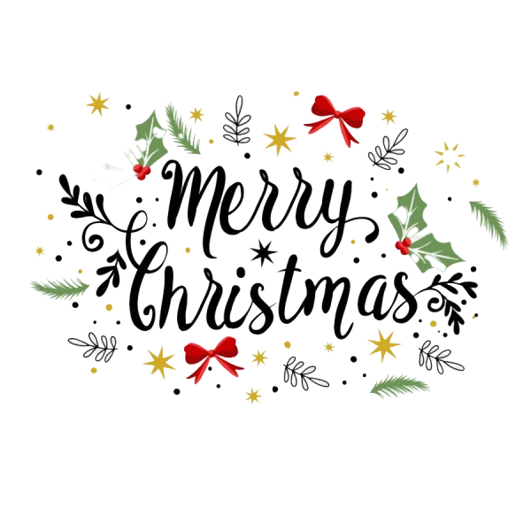 Merry Christmas Lettering with Festive Elements PNG