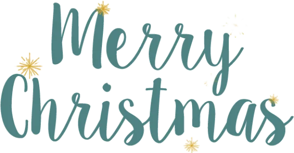 Merry Christmas Calligraphy Text with Golden Stars PNG
