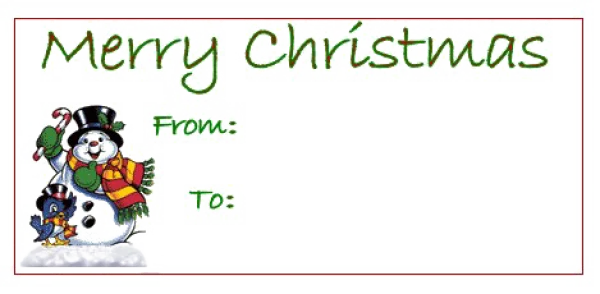 Merry Christmas Snowman Gift Tag PNG Transparent Background