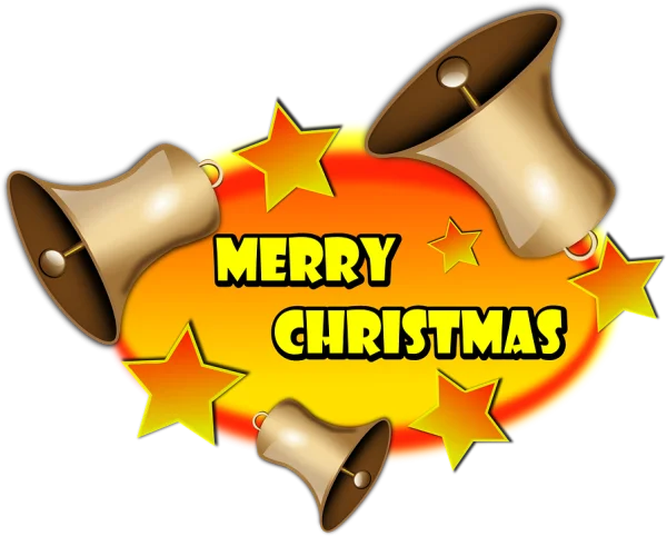 Merry Christmas Bells and Stars PNG Transparent Background