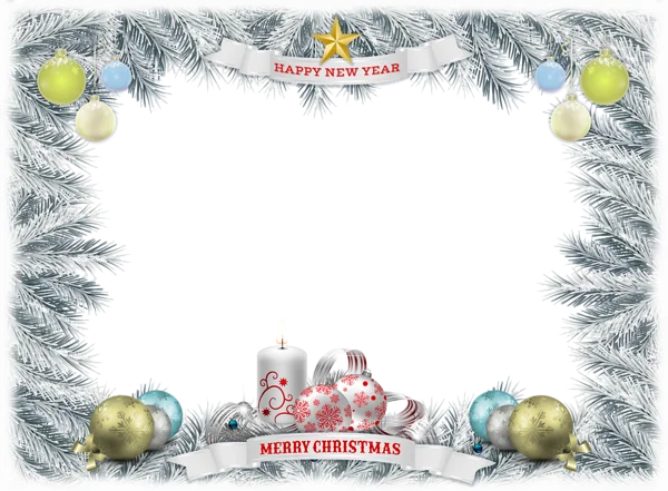 Frosted Christmas New Year Frame PNG