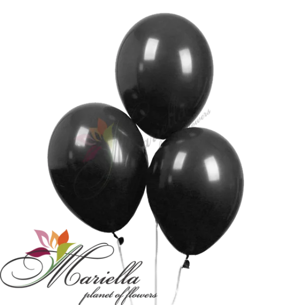 Three Shiny Black Balloons PNG Transparent Background
