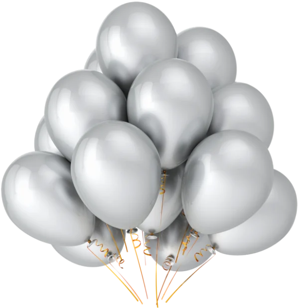 Silver Party Balloons PNG Transparent Background