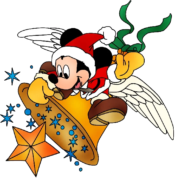 Mickey Mouse Santa Flying Christmas Bell PNG