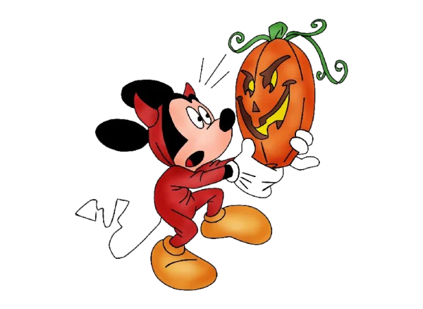 Mickey Mouse Devil Costume with Halloween Pumpkin PNG