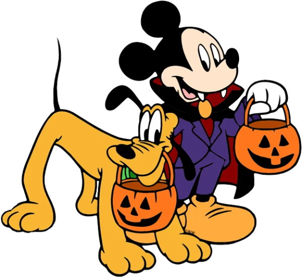 Mickey Mouse and Pluto Halloween Trick or Treat PNG